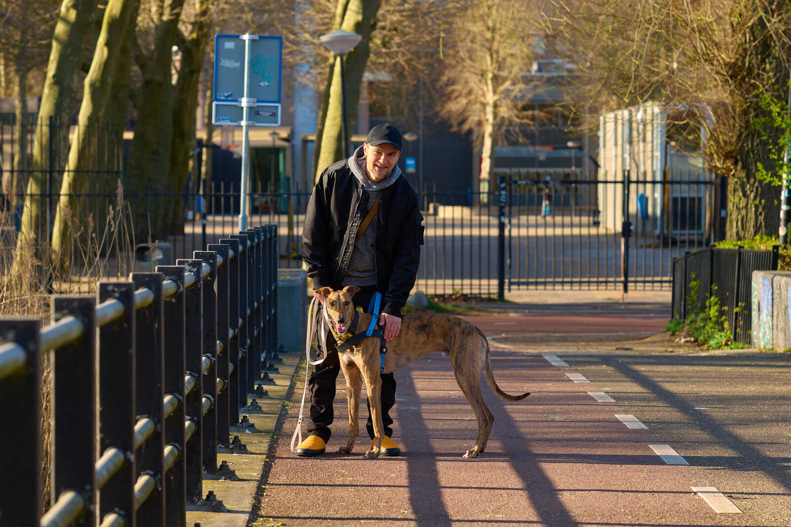 Den Talalá and his greyhound Otis